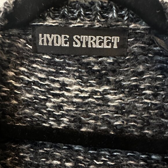 Hyde Street Chunky Knit Cardigan Black White Diamond Pattern | Vintage Wool Blen - Picture 3 of 4